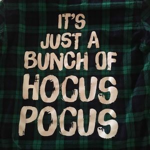 RARE Cakeworthy “Hocus Pocus” Green Plaid ButtonUp